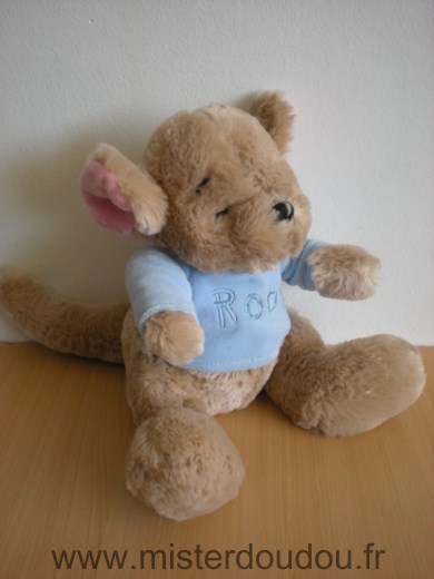 Disney Kangourou Petit gourou marron pull bleu roo ecusson disney store en bas du dos - Très bon état