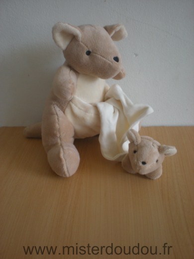 Nature et découvertes Kangourou Beige jaune avec tête bébé kangourou mouchoir - Très bon état