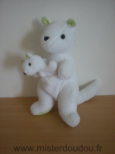 Kangourou Blanc et vert avec bébé dans poche Marque Inconnue
