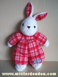 Ajena Lapin Blanc et à carreaux rouge blanc - Très bon état