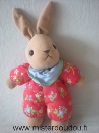 Lapin Rouge à fleurs foulard bleu Ajena