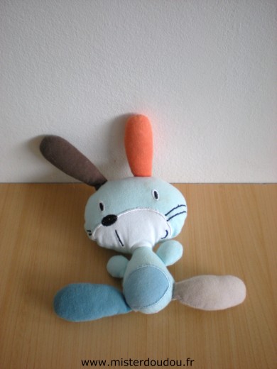 Auchan Lapin Bleu orange marron - Très bon état