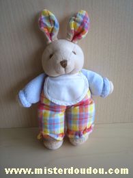Lapin Beige, salopette carreaux orange jaune bleu vert Baby nat