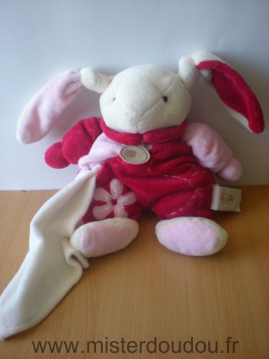 Baby nat Lapin Blanc rose rouge mouchoir blanc - Très bon état