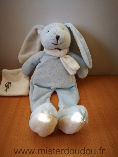 Baby nat Lapin Bleu mouchoir blanc echarpe blanche - Très bon état
