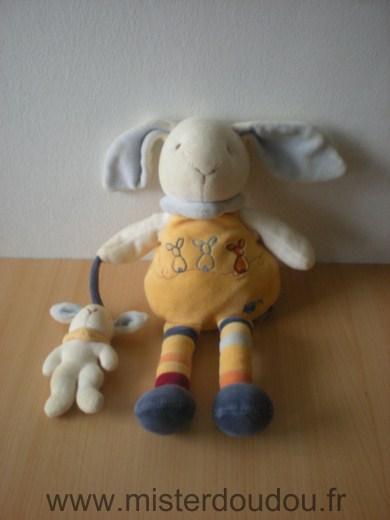 Lapin Orange bleu avec motifs lapin et tenant un bébé lapin Baby nat