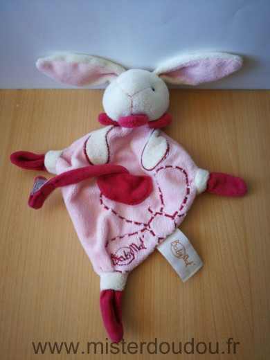 Lapin Rose blanc attache sucette Baby nat
