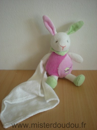 Lapin Rose vert blanc mouchoir blanc Baby nat