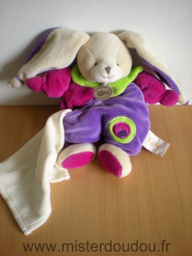 Lapin Rose violet vert mouchoir blanc Baby nat