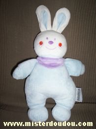 Bébérêve Lapin Bleu clair foulard violet - Très bon état