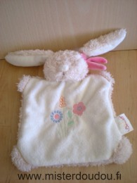 Bengy Lapin Beige écru ruban rose fleurs brodées - Très bon état