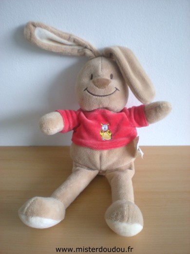 Bengy Lapin Marron tshirt rouge avec coccinelle - Très bon état