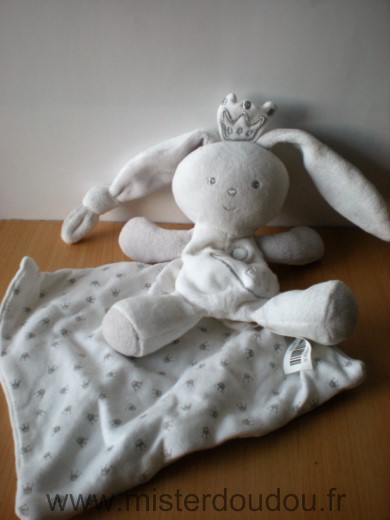 Lapin Blanc gris roi couronne mouchoir Berlingot
