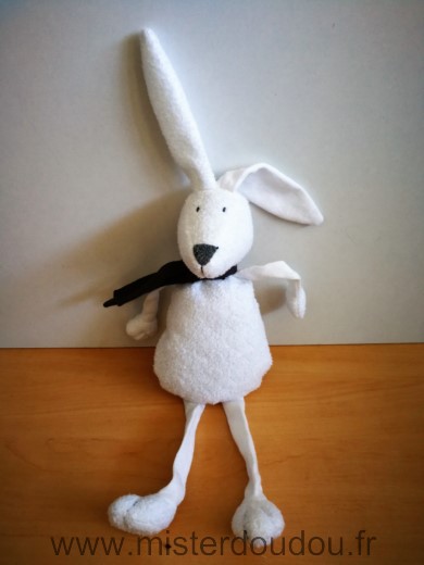 Bout chou Lapin Blanc echarpe grise - Très bon état