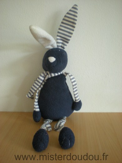 Lapin Bout chou monoprix bleu marine et blanc nez blanc Bout chou