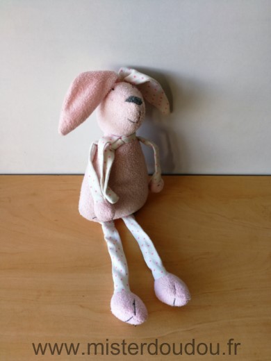 Bout chou Lapin Rose blanc etoiles - Très bon état