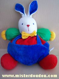 Lapin Rouge vert blanc jaune salopette bleue Buathier