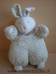 Calin et bisous Lapin Blanc motifs bleus roses - Etat moyen