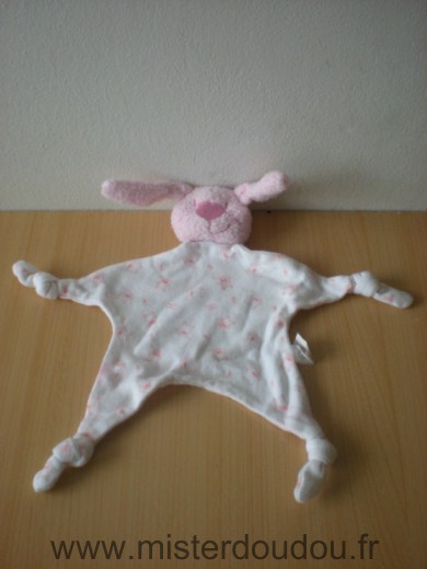 Carré blanc Lapin Rose blanc motifs lapins - Très bon état