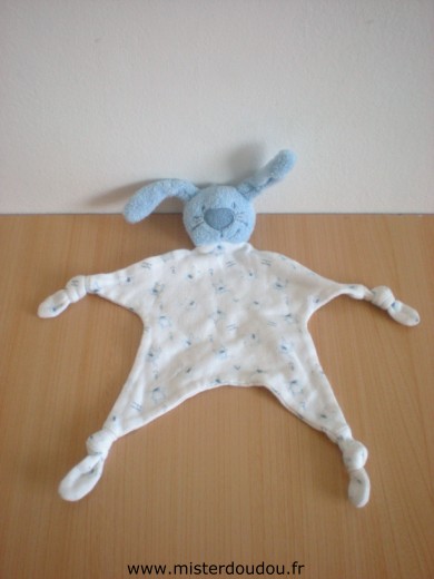 Carrefour france Lapin Blanc motifs lapins bleus - Très bon état