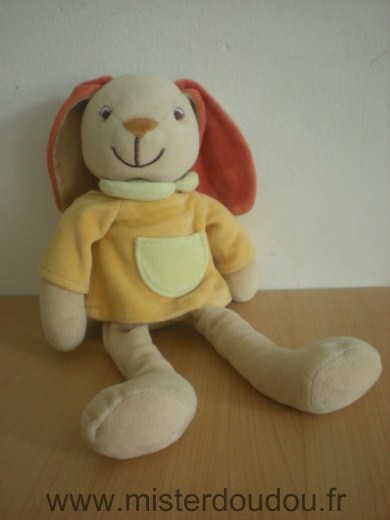 Charly et compagnie Lapin Beige pull jaune col vert - Très bon état