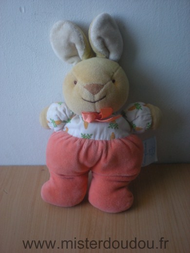 Comptine Lapin Orange blanc motifs carottes - Très bon état