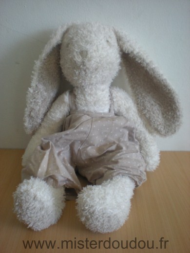 Cyrillus Lapin Ecru salopette bege à etoiles blanches - Très bon état