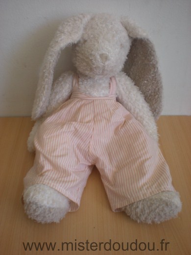 Cyrillus Lapin Ecru salopette rayée rose blanc - Très bon état
