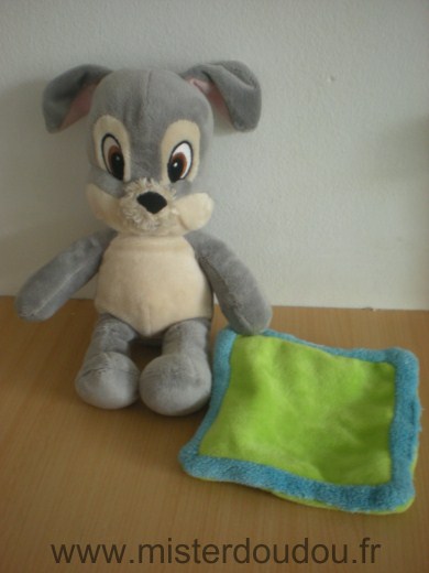 Disney Lapin Panpan gris mouchoir vert et bleu nicotoy - Très bon état
