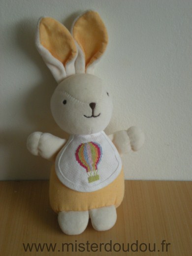 Lapin Jaune bavoir brode Dmc