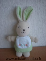 Lapin Vert bavoir avec deux carottes brodées Dmc