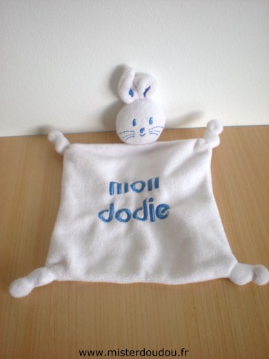 Dodie Lapin Blanc brodé en blu mon dodie - Très bon état