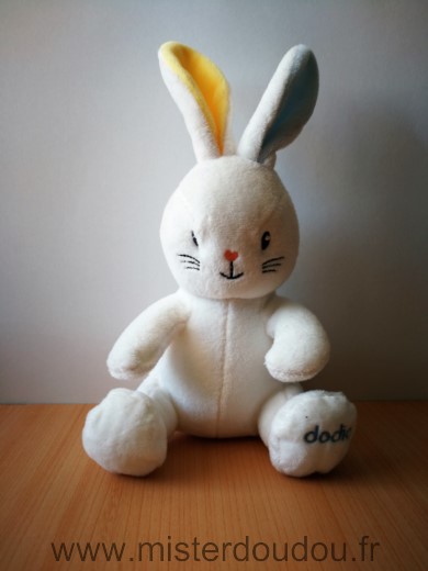 Dodie Lapin Blanc jaune bleu - Très bon état