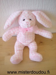 Doudi Lapin Carreaux blanc rose - Très bon état