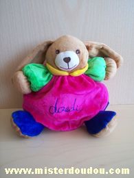 Doudi Lapin Rose fushia bleu vert - Très bon état