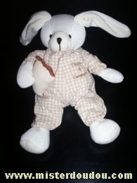Doudou et compagnie Lapin Beige vichy - Très bon état