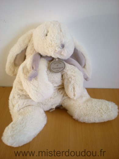 Lapin Blanc echarpe grise Doudou et compagnie