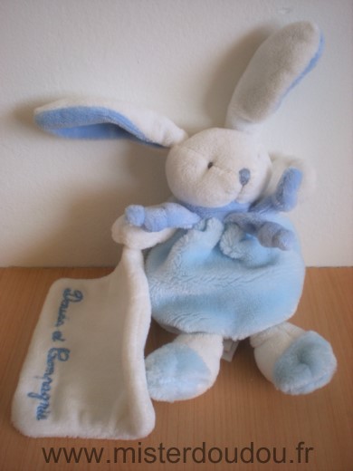 Lapin Bleu blanc mouchoir blanc Doudou et compagnie