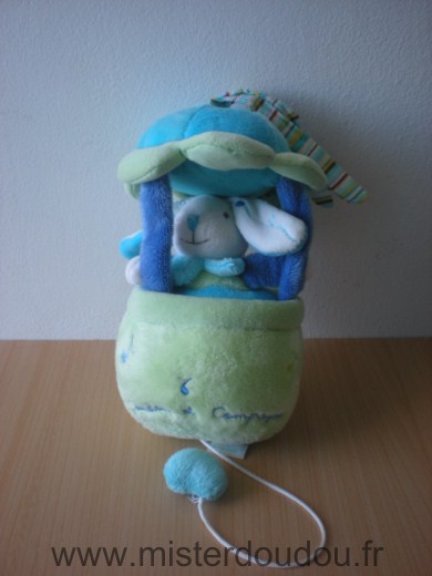 Doudou et compagnie Lapin Bleu et vert - Très bon état