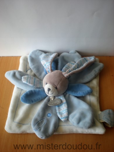 Lapin Celestin blanc petales bleus Doudou et compagnie