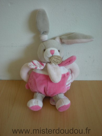 Doudou et compagnie Lapin Celestine gris rose - Très bon état