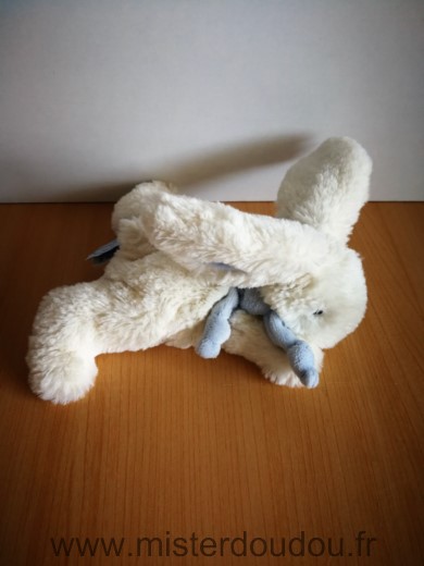 Doudou et compagnie Lapin Ecru bleu bonbon - Très bon état