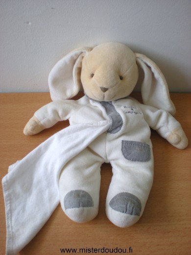 Lapin Ecru gris mouchoir blanc Doudou et compagnie
