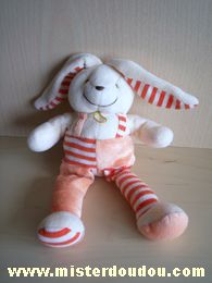 Lapin Ecru rayé ornge et blanc Doudou et compagnie