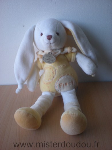 Lapin Flapy jaune et blanc Doudou et compagnie