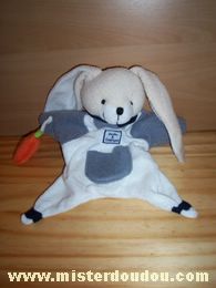 Lapin Gris beige blanc Doudou et compagnie