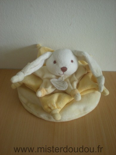 Doudou et compagnie Lapin Jaune etoile fleur - Très bon état