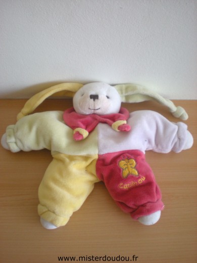 Lapin Lapinou mauve jaune vert rouge Doudou et compagnie