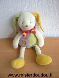 Lapin Lapinou mauve vert rouge jaune Doudou et compagnie