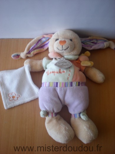 Lapin Loupichou mauve vert orange Doudou et compagnie